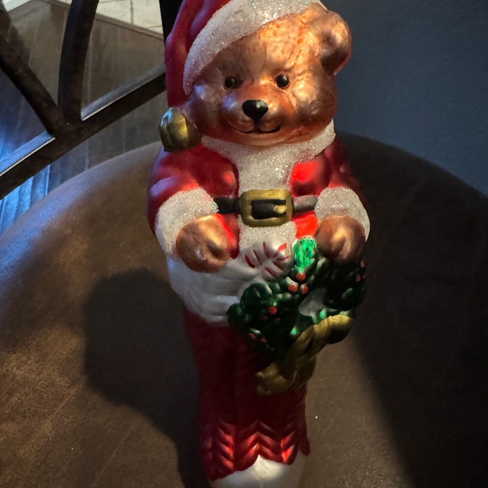 COPY - Vintage blown Teddy Santa Xmas tree ornament